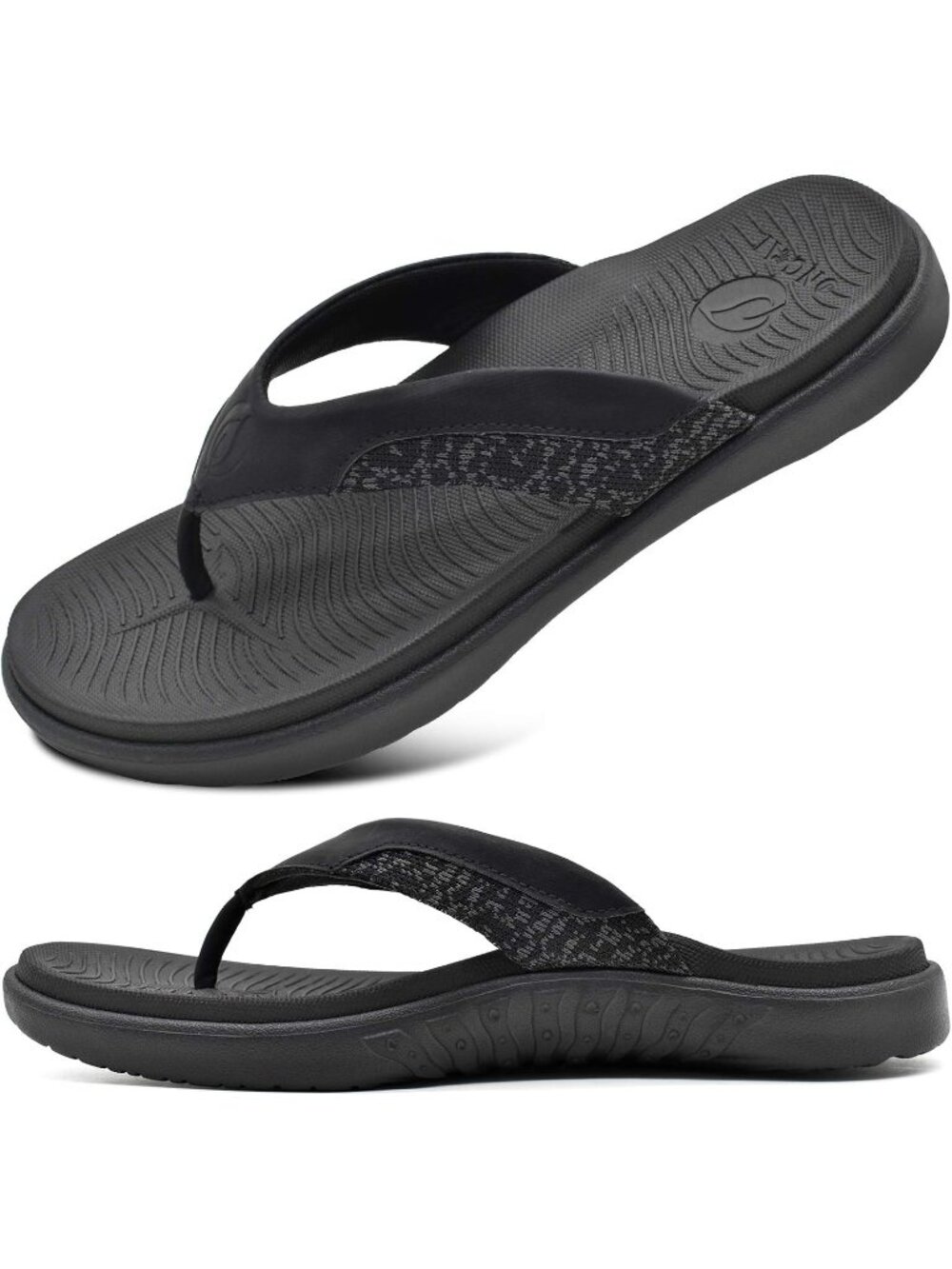 Men's Black Flip Flop Open Toe Athletic Straps Orthotic Summer Plantar Casual